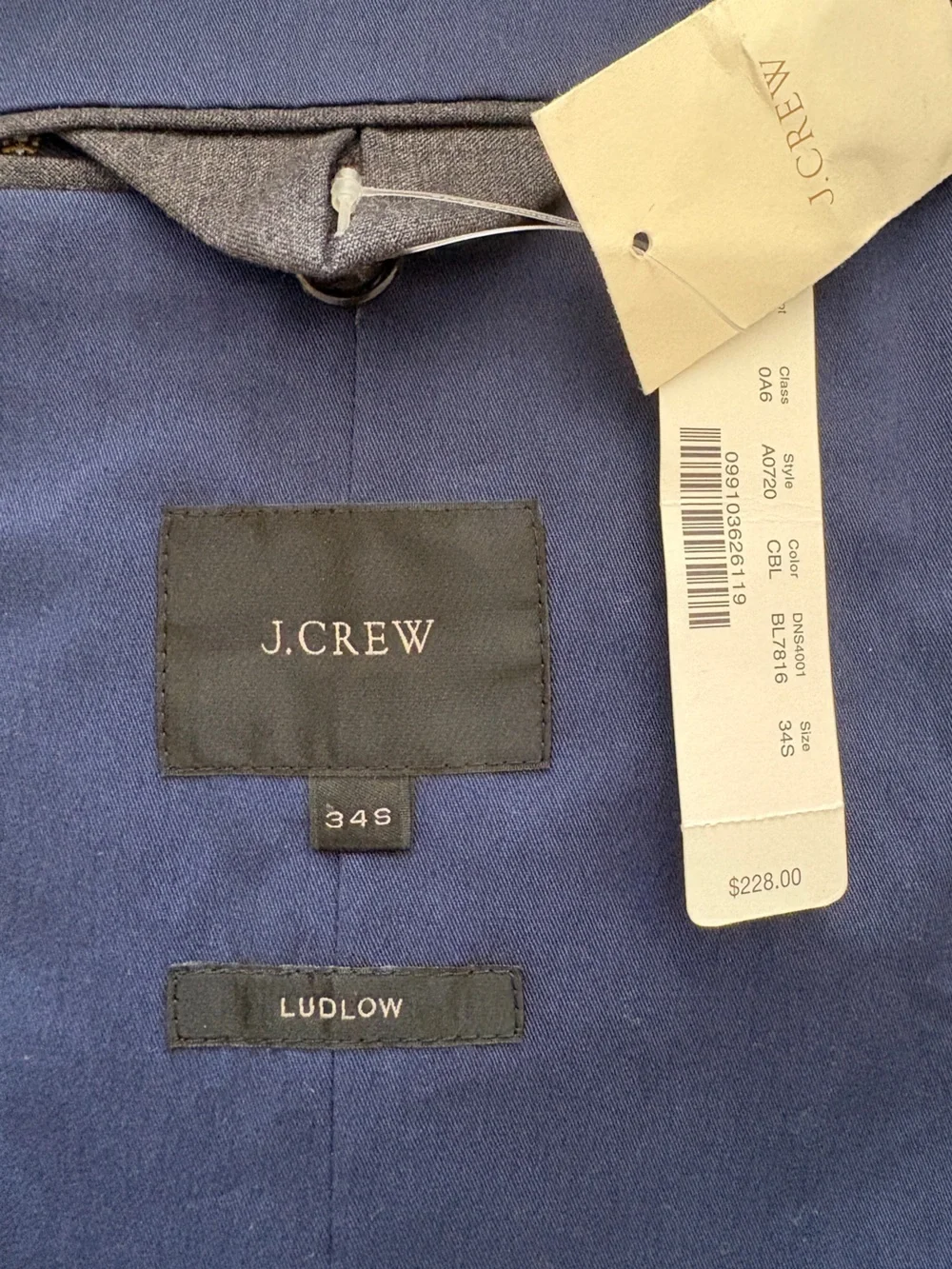 NWT J.Crew Ludlow Sport Coat Jacket Sz 34S Navy Blue Cotton Larusmiani Slim Fit